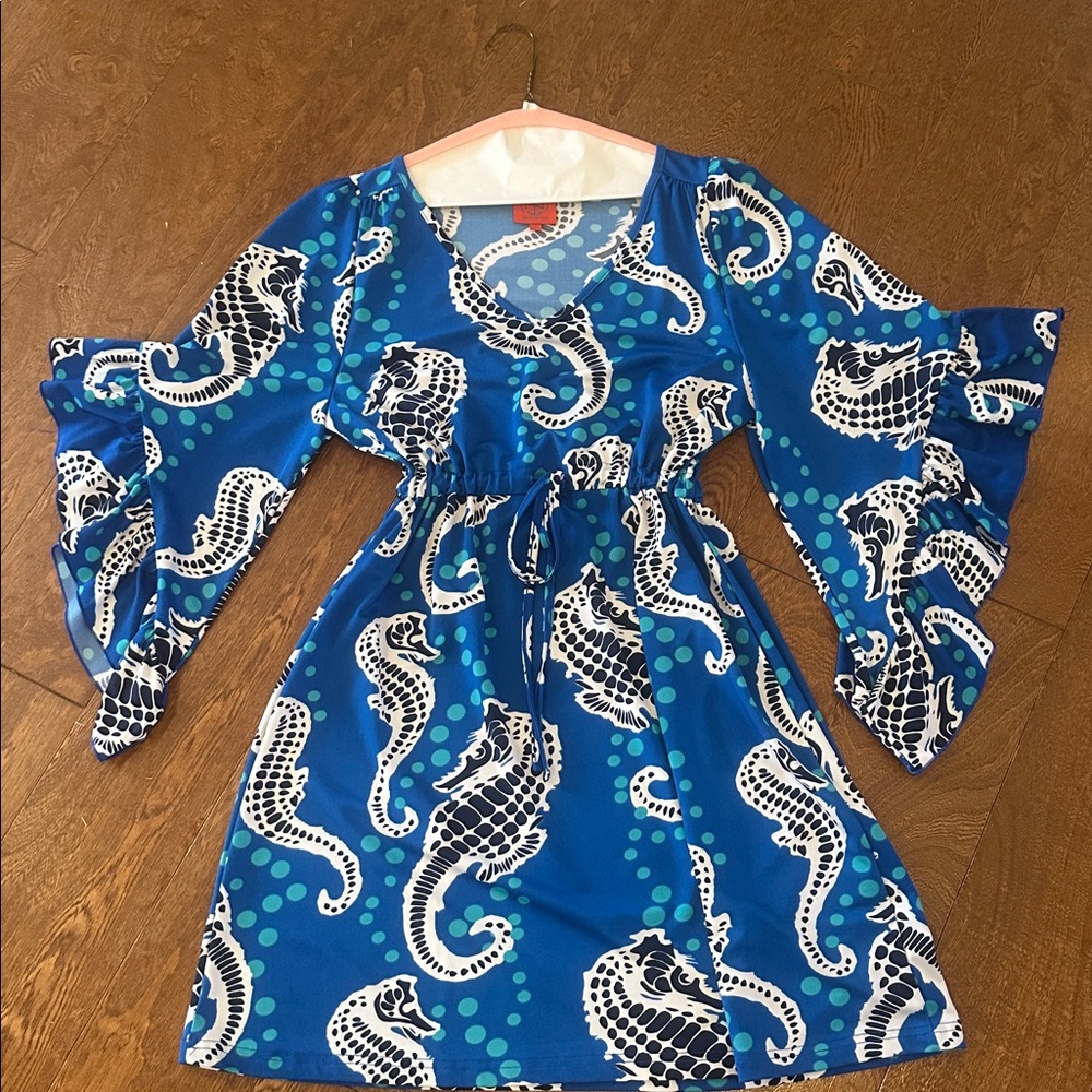 Tracy Negoshian Blue Seahorse Dress
